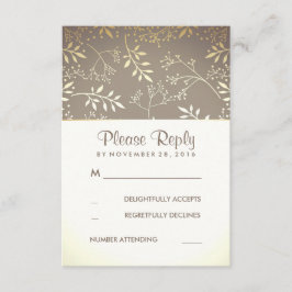 Baby's Breath Rustiek Gouden Folie Bruiloft RSVP K Kaartje