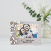 Baby's Breath rustiek hout foto Save the Date Aankondigingskaart (Staand voorkant)