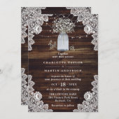 Baby's Breath Rustiek Hout Mason Jar Bruiloft Kaart (Voorkant / Achterkant)