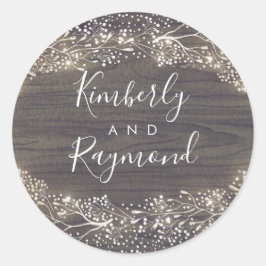 Baby's Breath Rustiek Land Bloemen Bruiloft Ronde Sticker
