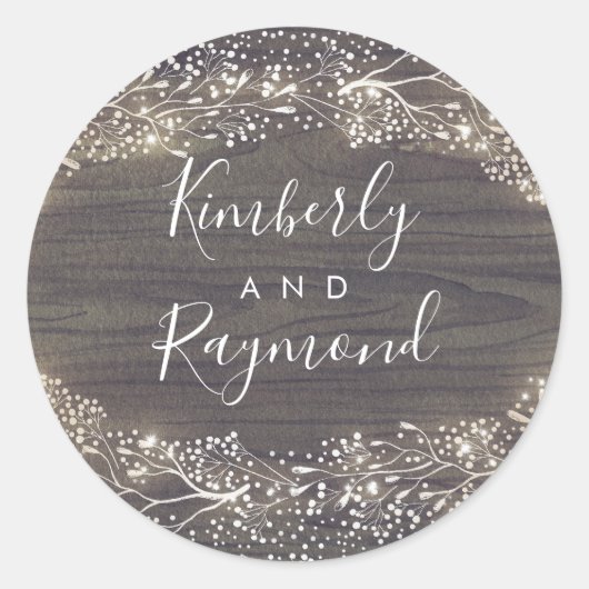 Baby's Breath Rustiek Land Bloemen Bruiloft Ronde Sticker (Voorkant)