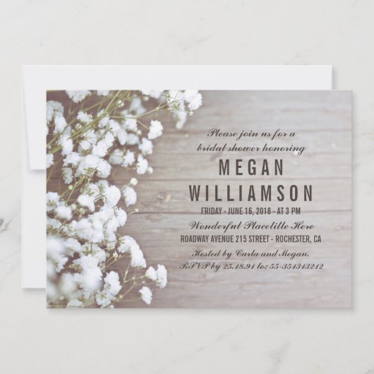 Baby's Breath Rustiek Vrijgezellenfeest Kaart (Voorkant)