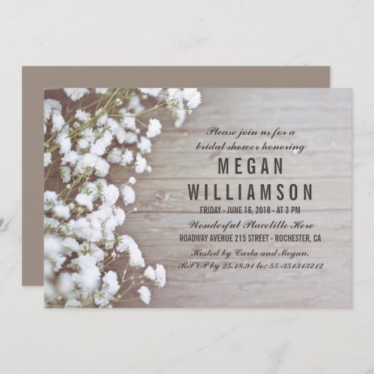 Baby's Breath Rustiek Vrijgezellenfeest Kaart (Voorkant / Achterkant)