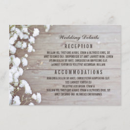 Baby's Breath Rustieke Bruiloft Details / Informat Informatiekaartje