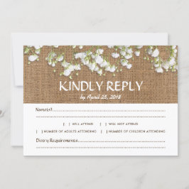 Baby's Breath Rustieke Bruiloft RSVP Menu Keuze