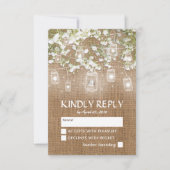 Baby's Breath Rustieke Burlap Bruiloft RSVP (Voorkant)