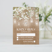 Baby's Breath Rustieke Burlap Bruiloft RSVP (Staand voorkant)