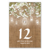 Baby's Breath Rustieke Burlap Bruiloft Tafel Numme Kaart (Voorkant)