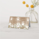 Baby's Breath Rustieke Burlap Trouwnaam Plaatskaartje (Achterkant)