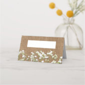 Baby's Breath Rustieke Burlap Trouwnaam Plaatskaartje (Voorkant)