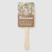Baby's Breath Rustieke Burlap Trouwprogramma Handwaaier (Voorkant)