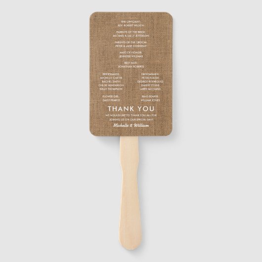 Baby's Breath Rustieke Burlap Trouwprogramma Handwaaier (Achterkant)