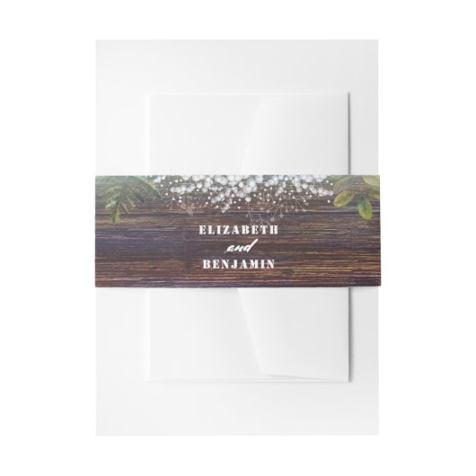 Baby's Breath Rustieke Houten Schuur Bruiloft Uitnodigingen Wikkel (Voorkant Voorbeeld)