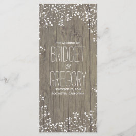 Baby's Breath Rustieke Houten Trouwprogramma's Programmakaart