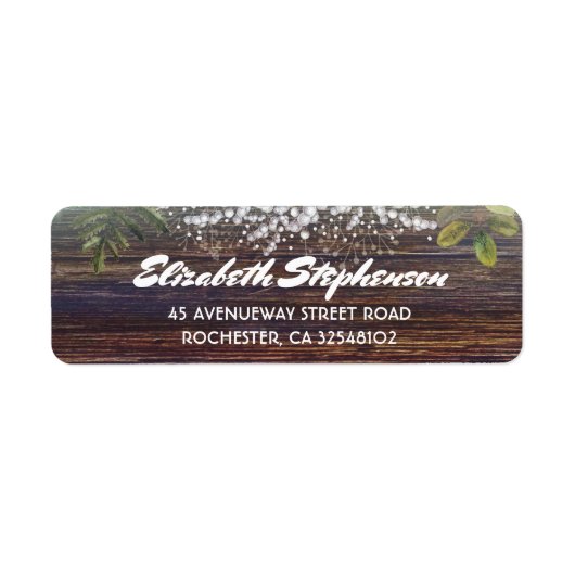 Baby's Breath rustieke schuur hout bruiloft Etiket (Voorkant)