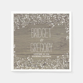 Baby's Breath rustieke schuur hout bruiloft Servetten