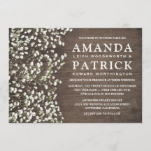 Baby's Breath rustieke schuur hout bruiloft uitnod