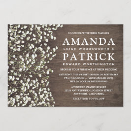 Baby's Breath rustieke schuur hout bruiloft uitnod Kaart