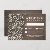 Baby's Breath Rustieke Schuur Houten Bruiloft RSVP (Voorkant / Achterkant)