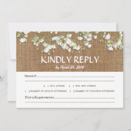 Baby's Breath Rustieke Trouwdag RSVP Menu Keuze