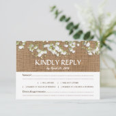 Baby's Breath Rustieke Trouwfeest RSVP Menu Keuze (Staand voorkant)