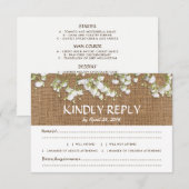 Baby's Breath Rustieke Trouwfeest RSVP Menu Keuze (Voorkant / Achterkant)