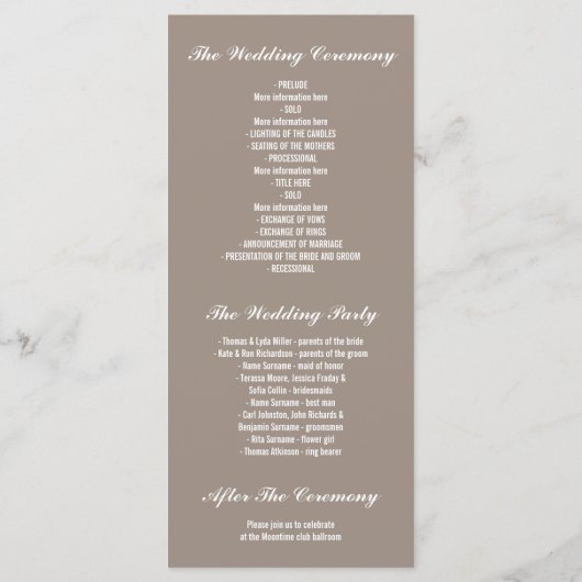 Baby's Breath Rustieke Trouwprogramma's Programmakaart (Achterkant)