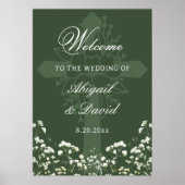 Baby's Breath Sage Green Religious Wedding Welcome Poster (Voorkant)