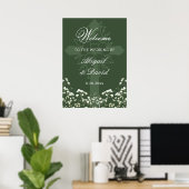Baby's Breath Sage Green Religious Wedding Welcome Poster (Thuiskantoor)