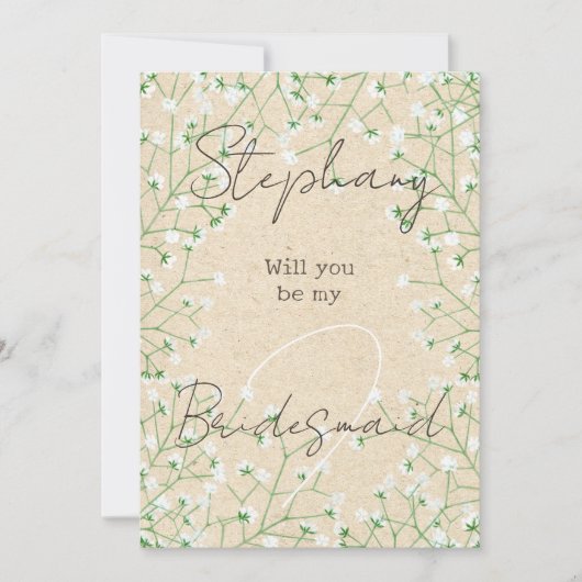 Baby's Breath Schattig Boho Wil je mijn Bruidsmeis Kaart (Voorkant)