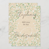 Baby's Breath Schattig Boho Wil je mijn Bruidsmeis Kaart (Voorkant / Achterkant)