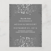 Baby's Breath Silver en Grey sparen de datum Aankondigingskaart (Voorkant)