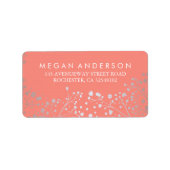 Baby's Breath Silver en koraal bruiloft Etiket (Voorkant)