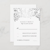 Baby's Breath Silver Floral bruiloft RSVP Kaarten (Voorkant / Achterkant)