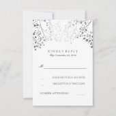 Baby's Breath Silver Floral bruiloft RSVP Kaarten Kaartje (Voorkant)