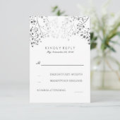 Baby's Breath Silver Floral bruiloft RSVP Kaarten Kaartje (Staand voorkant)