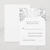 Baby's Breath Silver Floral bruiloft RSVP Kaarten Kaartje (Voorkant / Achterkant)