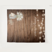 Baby's Breath Slingerlicht Rustieke Trouwachtergro Wandkleed (Voorkant (horizontaal))