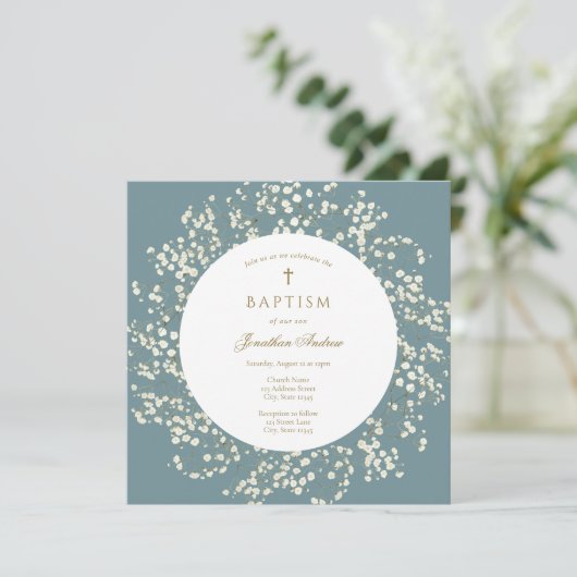 Baby's Breath Son Doop Kaart (Staand voorkant)