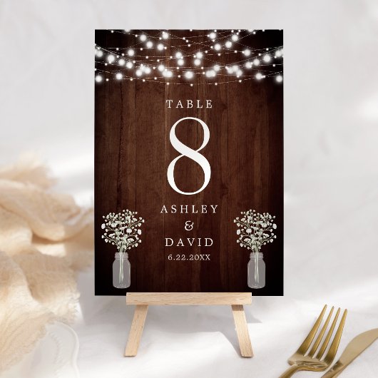 Baby's Breath String Lights Elegant Wedding Kaart