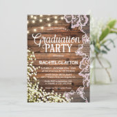 Baby's Breath String Lights & Lace Afstuderen Kaart (Staand voorkant)