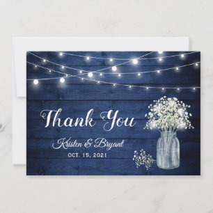 Baby's Breath String Lights Marine Blauw Hout Brui Bedankkaart