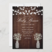 Baby's Breath String Lights Rustic Baby shower Kaart (Voorkant)