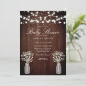 Baby's Breath String Lights Rustic Baby shower Kaart (Staand voorkant)