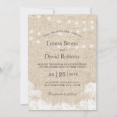 Baby's breath & String Lights Rustic Wedding Kaart (Voorkant)