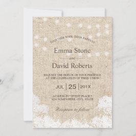 Baby's breath & String Lights Rustic Wedding Kaart