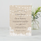 Baby's breath & String Lights Rustic Wedding Kaart (Staand voorkant)