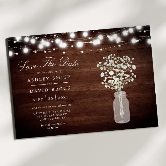 Baby's Breath String Lights Rustiek Save The Date