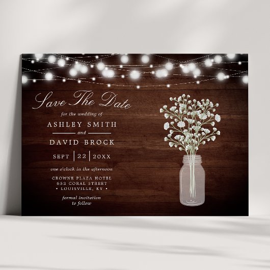 Baby's Breath String Lights Rustiek Save The Date