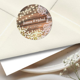 Baby's Breath String Lights Rustieke Houten Bruilo Ronde Sticker